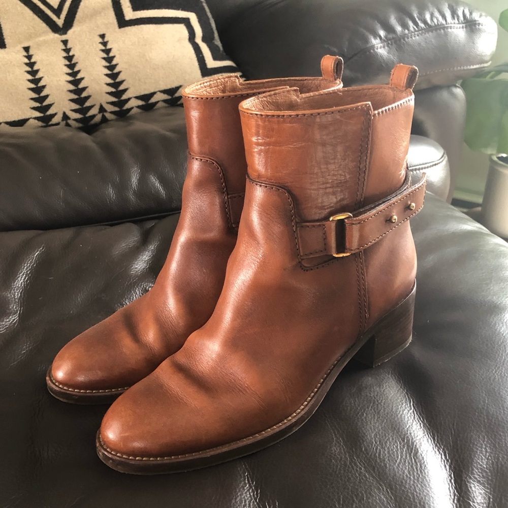 J. Crew tan leather ankle boots